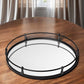 24" Silver Round Metal Indoor Outdoor Tray With Handles
