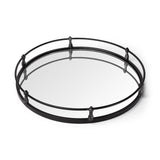 24" Silver Round Metal Indoor Outdoor Tray With Handles