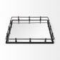 Natural Finish Metal With Mirrored Glass Bottom And Railing Handle Tray