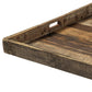 30" Brown Square Reclaimed Wood Serving Tray With Handles