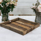 30" Brown Square Reclaimed Wood Serving Tray With Handles