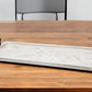 35" White and Natural Wood Indoor Outdoor Tray With Handles