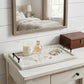 35" White and Natural Wood Indoor Outdoor Tray With Handles