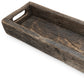 24" Brown Wood Indoor Outdoor Tray With Handles