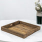 24" Brown Square Reclaimed Wood Tray With Handles