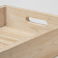28" Natural Wood Indoor Outdoor Tray With Handles