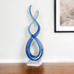 14" Clear and Blue Murano Glass Modern Abstract Tabletop Sculpture