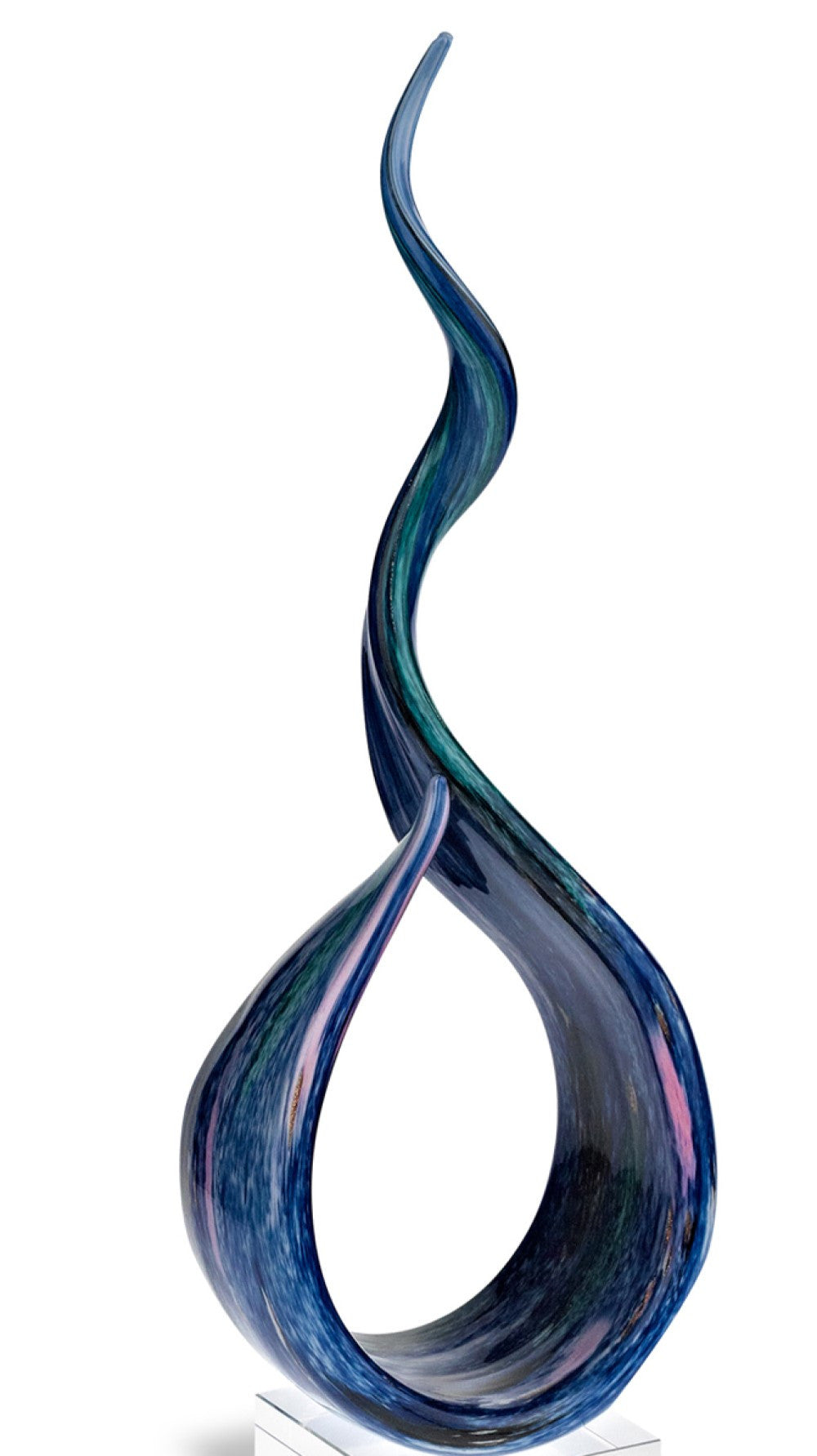 19" Blue and Green Murano Glass Modern Abstract Tabletop Sculpture