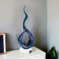 19" Blue and Green Murano Glass Modern Abstract Tabletop Sculpture