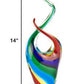 14" Clear Red Blue Yellow Murano Glass Modern Abstract Tabletop Sculpture
