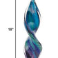 18" Blue and Green Murano Glass Modern Abstract Tabletop Sculpture