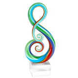 12" Clear and Rainbow Murano Glass Modern Abstract Tabletop Sculpture