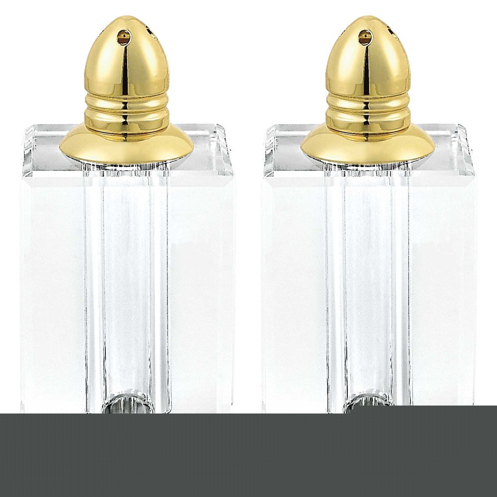 Set of Two Clear And Gold Crystal Pepper Shakers