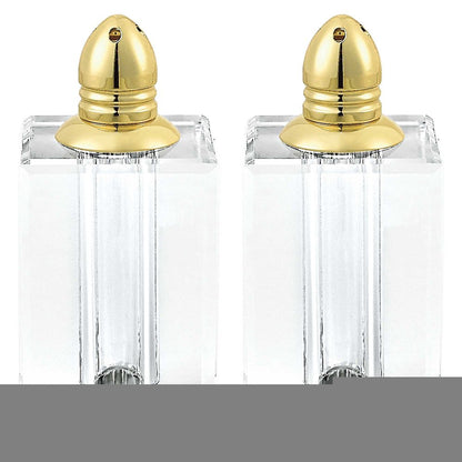Set of Two Clear And Gold Crystal Pepper Shakers