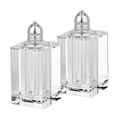 Set of Two Clear And Silver Crystal Pepper Shakers