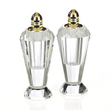 Set of Two Clear And Gold Crystal Geometric Pepper Shakers
