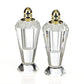 Set of Two Clear And Gold Crystal Geometric Pepper Shakers