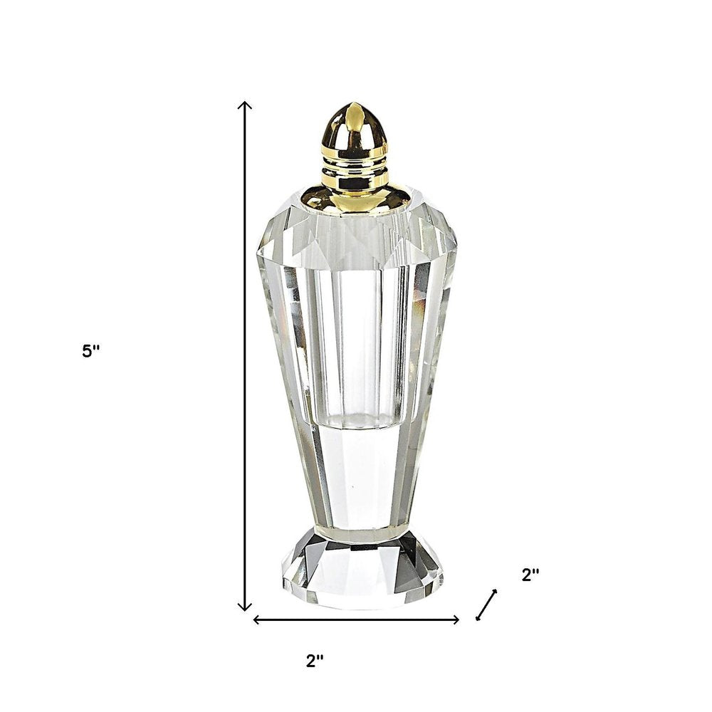 Set of Two Clear And Gold Crystal Geometric Pepper Shakers
