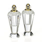 Set of Two Clear And Gold Crystal Geometric Pepper Shakers