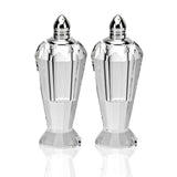 Set of Two Clear And Silver Crystal Geometric Pepper Shakers