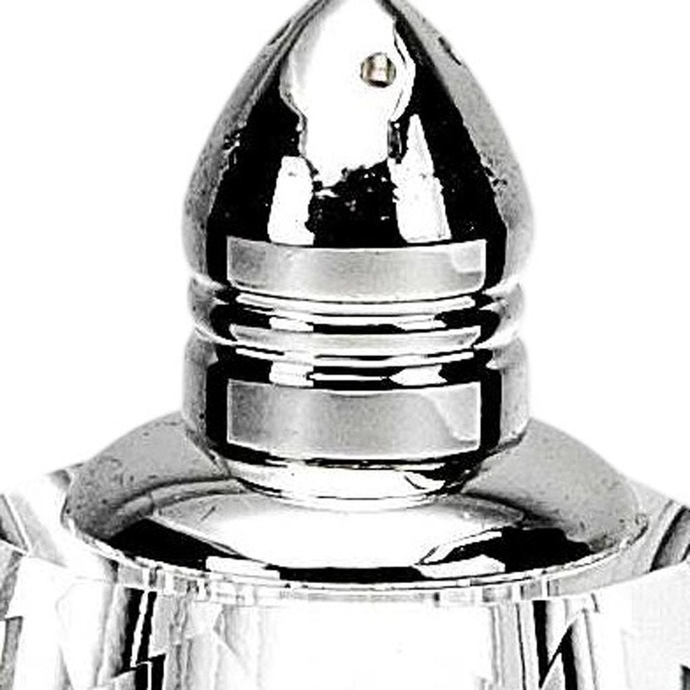 Set of Two Clear And Silver Crystal Geometric Pepper Shakers