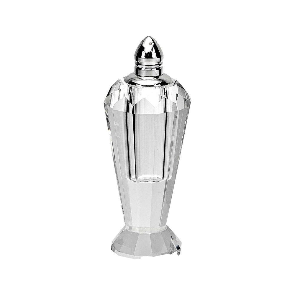 Set of Two Clear And Silver Crystal Geometric Pepper Shakers
