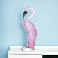 15" Pink Murano Glass Flamingo Figurine Tabletop Sculpture