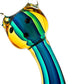 12" Clear Yellow Green Black Murano Glass Cat Figurine Tabletop Sculpture