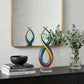 16" Clear Red Blue Yellow Murano Glass Modern Abstract Tabletop Sculpture