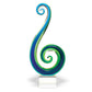 16" Blue and Green Murano Glass Modern Abstract Tabletop Sculpture