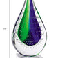 11" Clear Blue and Green Murano Glass Modern Abstract Tabletop Sculpture