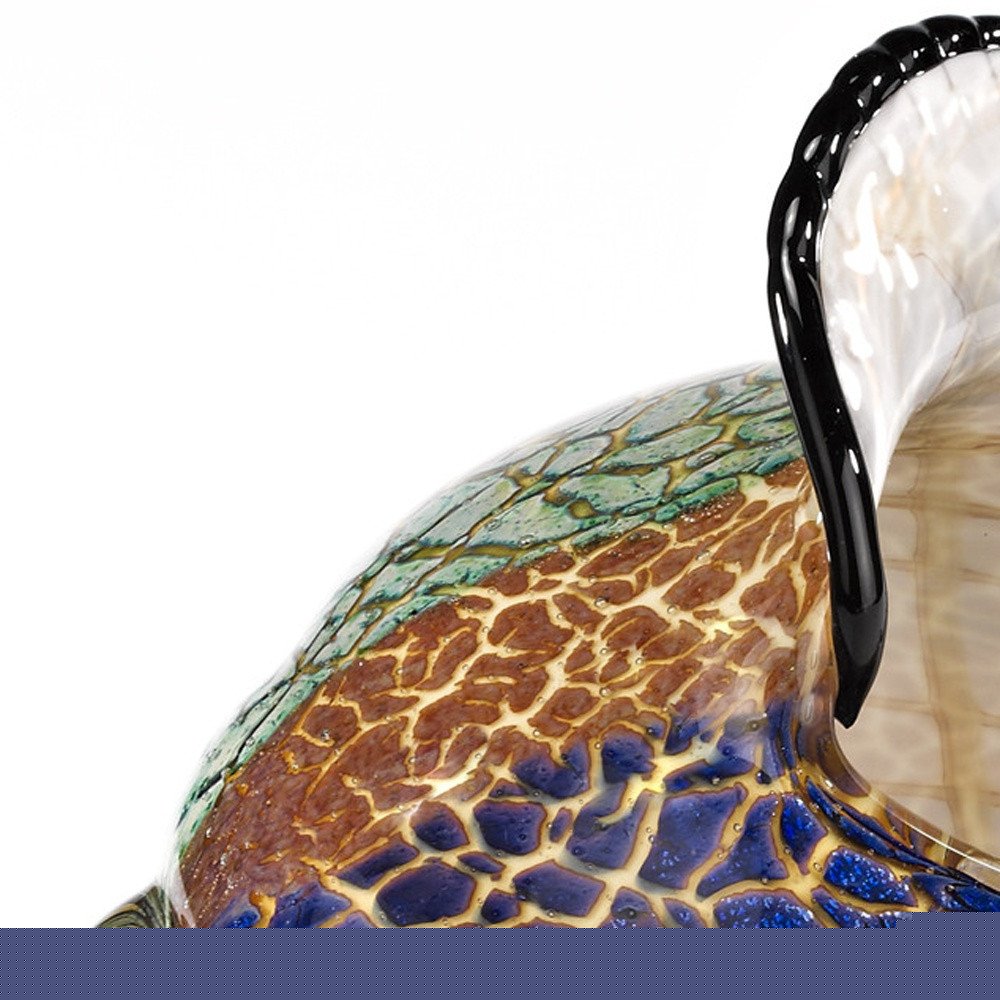 10" Gold Blue Green White Murano Glass Conch Shell Tabletop Sculpture