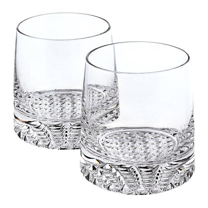 Set of Four Clear Crystal Glass Convex Curve Shape Stemless Decanter