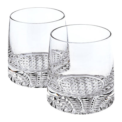 Set of Four Clear Crystal Glass Convex Curve Shape Stemless Decanter