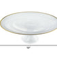 Handcrafted Optical Glass And White Gold Footed Cakestand With Gold Rim