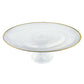 Handcrafted Optical Glass And White Gold Footed Cakestand With Gold Rim