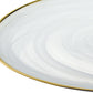 Handcrafted Optical Glass And White Gold Footed Cakestand With Gold Rim