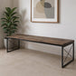 66" Brown And Black Metal and Solid Wood Bench