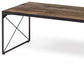 66" Brown And Black Metal and Solid Wood Bench