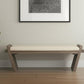 14" Cream and Brown Upholstered Linen Blend Bench