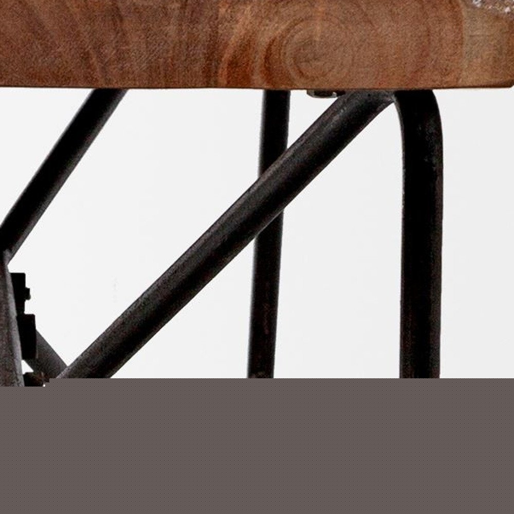 66" Brown and Black Distressed Live Edge Solid Wood Dining Bench
