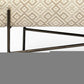 17" Cream and Black Upholstered Cotton Blend Geometric Bench