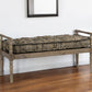 57" Beige And Brown Upholstered Cotton Blend Bench