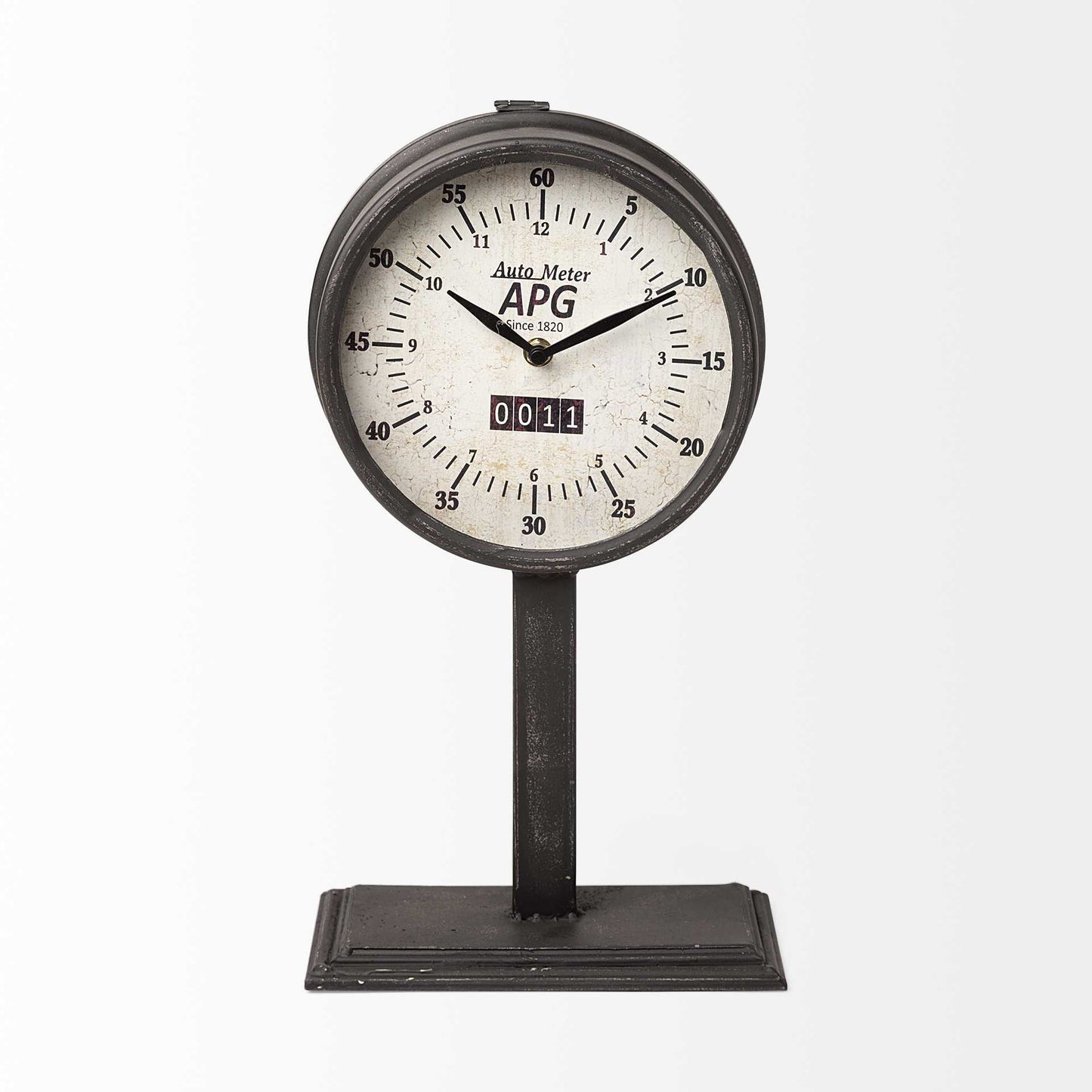 16" Black Metal Table Clock