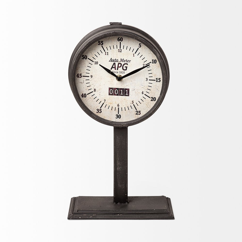 16" Black Metal Table Clock