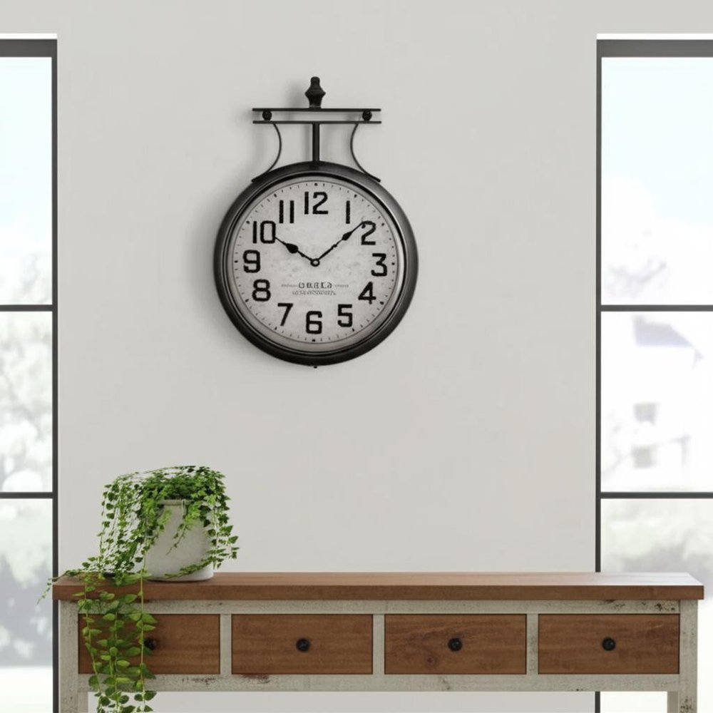 5" Circle Black Glass Analog Wall Clock