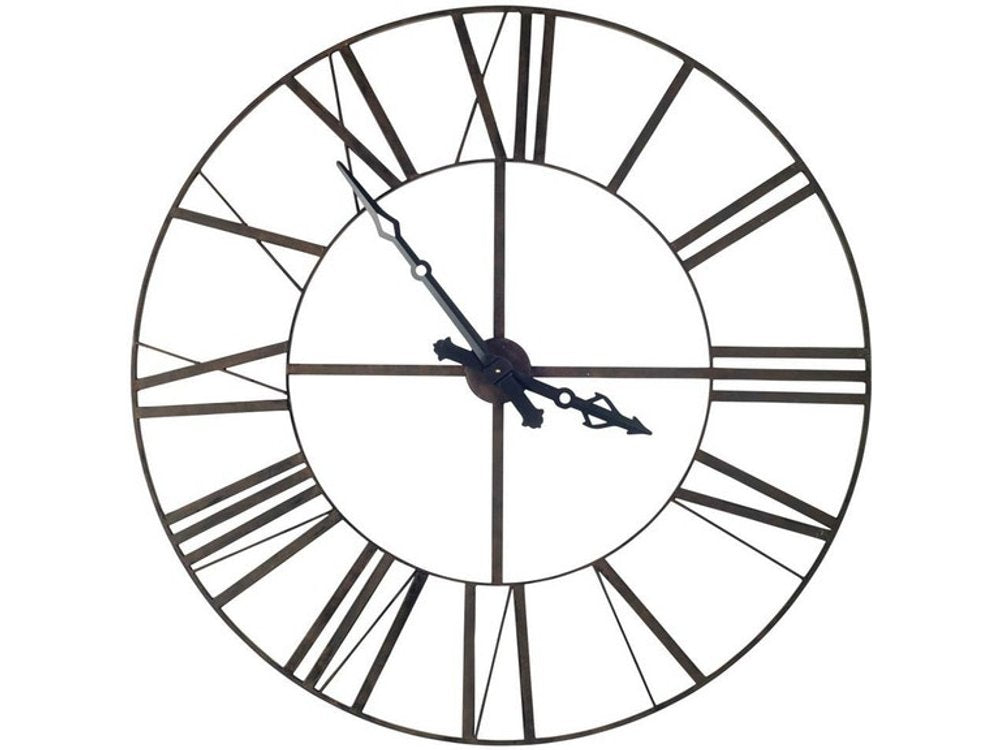 50" Circle Black Metal Skeleton Wall Clock