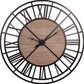59" Black And Brown Metal and Solid Wood Skeleton Circle Wall Clock
