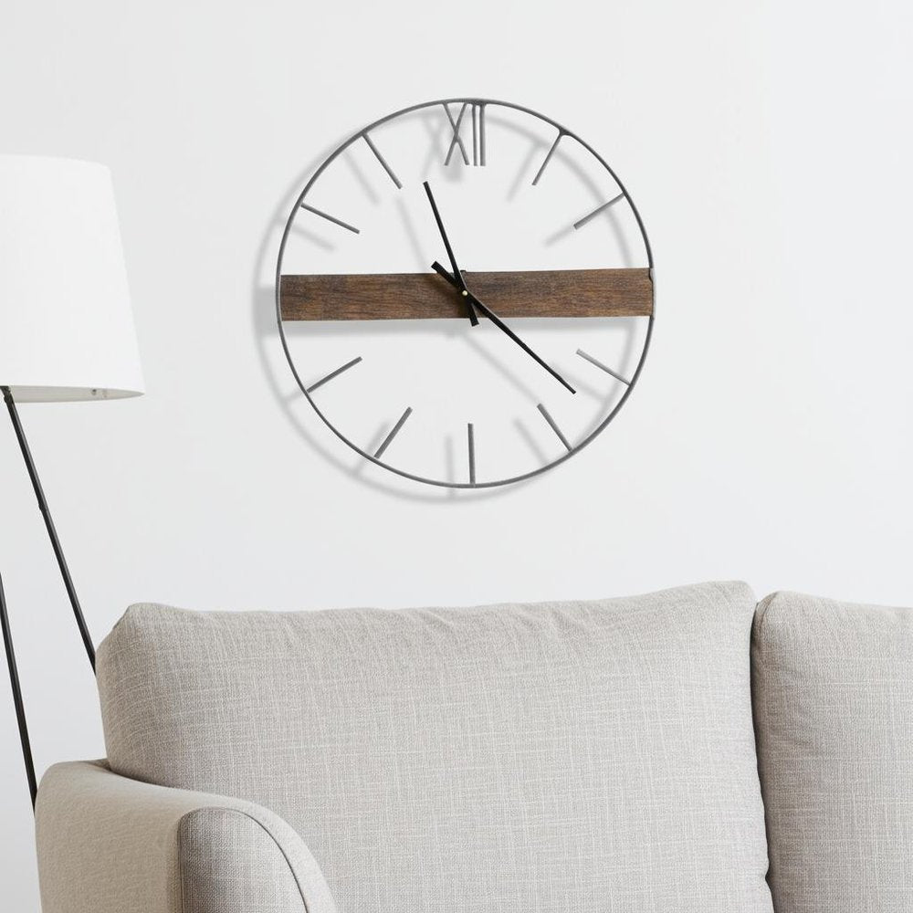 2" Circle Black Metal Skeleton Wall Clock