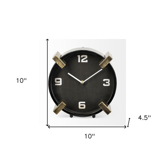 10" Black Stainless Steel Table Clock